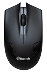 Myš C-TECH WLM-08, černá, bezdrátová, 1200DPI, 3 tlačítka, USB nano receiver