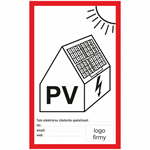 Nálepka "PV symbol na fotovoltaiku + doplnění firmy"