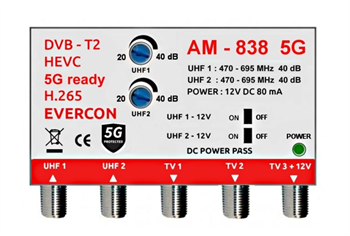 Anténní zesilovač EVERCON AM-838 5G 40dB 3TV