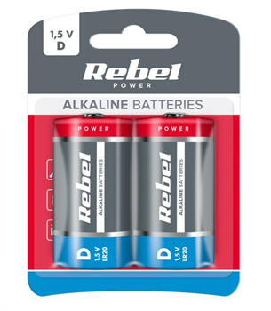 Baterie D (R20) alkalická REBEL Alkaline Power 2ks / blistr BAT0064B