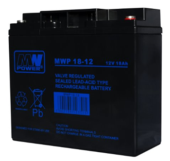 Baterie olověná 12V / 18Ah Long life MW Power MWP 18-12 gelový akumulátor, živo