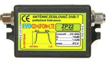 DVB-T zesilovač ZP-22X, 16dB s filtrem O2-UFON-LTE