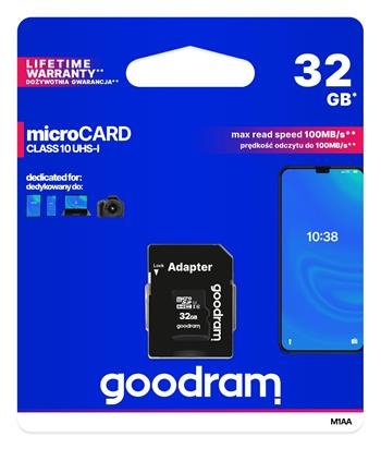 Goodram 32GB Micro SDHC + SD adaptér Class 10 UHS-I, 100MB/s