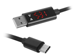 Kabel LTC LX8579 USB-AM / USB-C 1m, 2,4A , LED-displej s měřením, černá