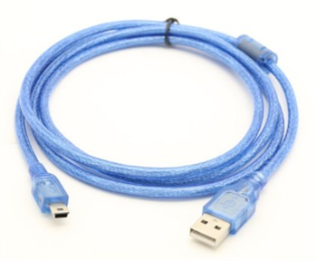 Kabel USB 2.0 konektor USB A / MINI-USB B (5 pinů) 1m modrý, feritové stínění