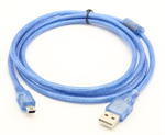 Kabel USB 2.0 konektor USB A / MINI-USB B (5 pinů) 1m modrý, feritové stínění 