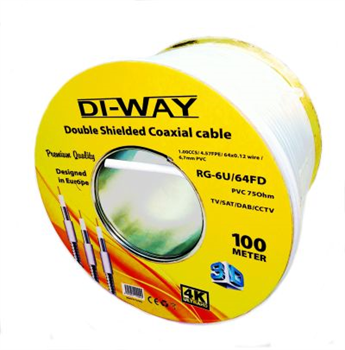 Koaxiální kabel DI-WAY RG-6U/64FD, 6,7mm, 100m cív