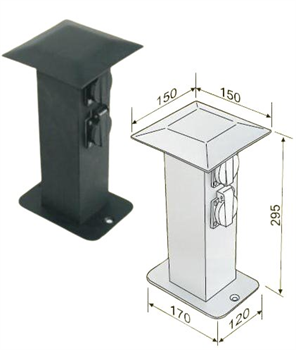 MCJ Hliníkový zahradní sloupek, 2 zásuvky 230V/50H