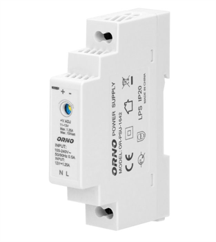 Napájecí zdroj ORNO OR-PSU-1642, 12V/1,25A, 15W, na DIN lištu , regulovatelný
