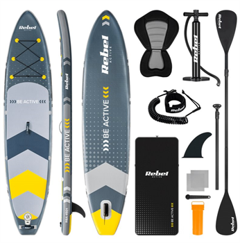 Paddleboard SUP REBEL ACTIVE RBA-4501 se sedátkem, šedý 11'6" 350x81x15cm