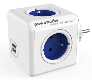 PowerCube zásuvka EXTENDED 4x 230V, 2xUSB, modrá,