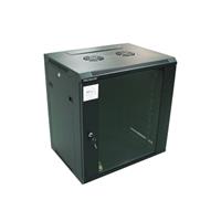 RACK 19" nástěnný ZETA 12U 600x450 RAL9004, dveře sklo k samosestavení, černý