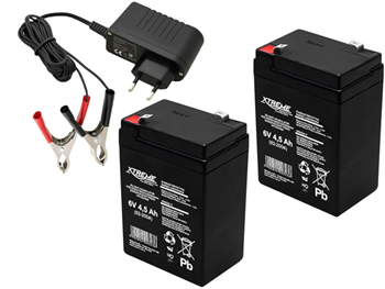 Sestava baterie olověná 6V / 4,5Ah Xtreme 83-200 gelový akumulátor 2ks + nabíje