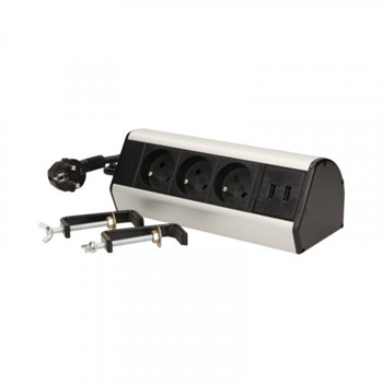 Stolní zásuvka se svorkami ORNO OR-AE-13105, 3x zásuvka, 2x USB nabíjecí, barva