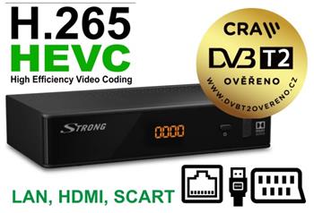 STRONG SRT8211 DVB-T2 OVĚŘĚNO, HEVC H.265, LAN, HD