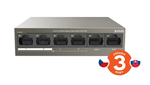 Tenda TEF1106P-4-63W 6xRJ45 Switch s 4xPoE 802.3af/at, 10/100Mbps, celkem 58W, Kov