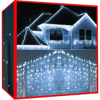 Vánoční světelný závěs 300 LED, 2.48 W studená bílá 15 m, IP44