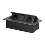 Výklopný blok zapuštěný ORNO OR-GM-9034/GR, 2x 230V, 2x USB (A+C type; 3.6A), barva grafit