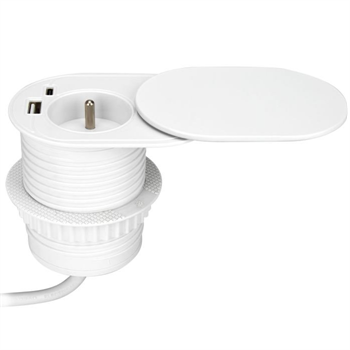 Zapuštěná zásuvka s posuvným víkem ORNO OR-GM-9042/W, 1x230V a 2xUSB (type A+C;