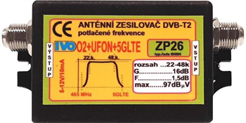 Zesilovač ZP26-X, 16dB s filtrem O2+UFON+5GLTE, 22
