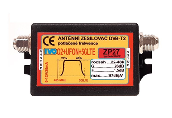 Zesilovač ZP27-X, 26dB s filtrem O2+UFON+5GLTE, 22